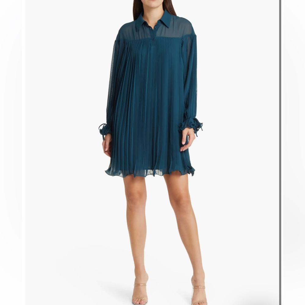 Mila Mae Teal Pleated Dress